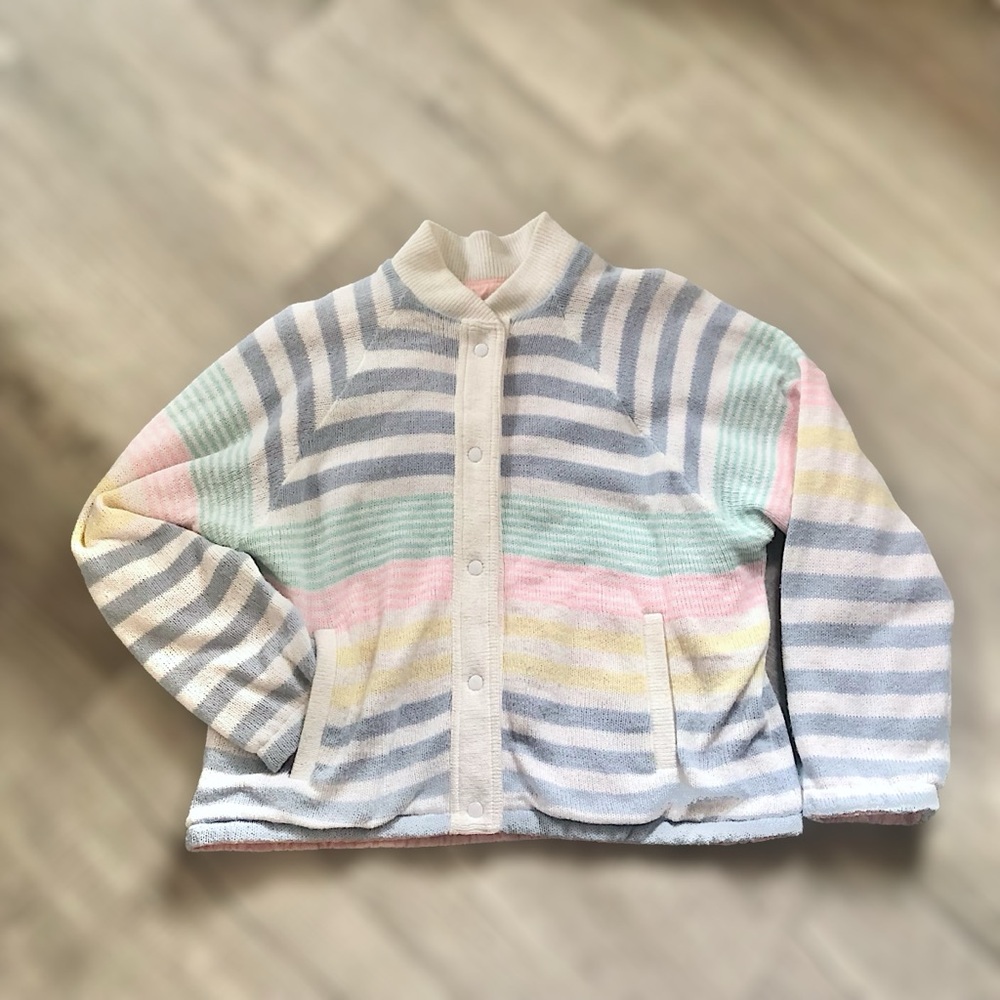 Vintage R. Ross Reversible Knit & Woven Sweater Jacket Size Large - Picture 2 of 11